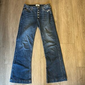 PAIGE LEENAH Wide Leg Button Fly Jeans